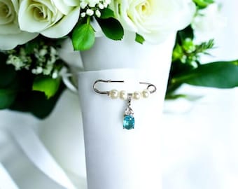 Something Blue for Bride, Bridal Bouquet Charm, Gift for Bride, Bridal Keepsake, Bridal Shower Gift, Bouquet Pin, Bridal Gift Daughter- EMMA
