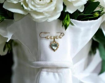 Something Blue for Bride, Bridal Bouquet Charm, Gift for Bride, Bridal Keepsake, Bridal Shower Gift, Bouquet Pin, Bridal Gift Daughter- AMY