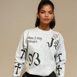 Graphic Rhinestone Grey Sweatshirt