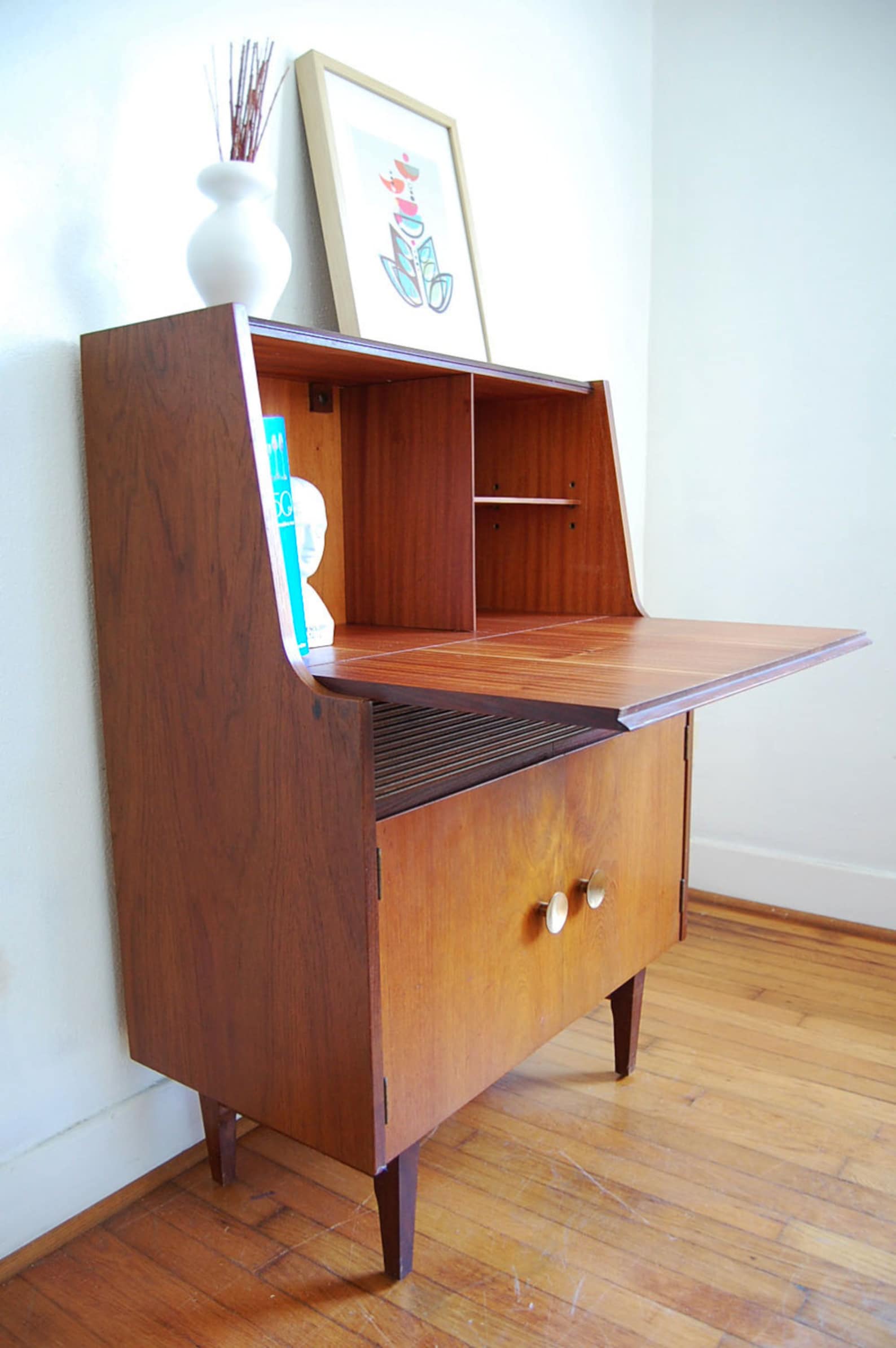 Vintage Secretary Desk Mid Century Modern Etsy