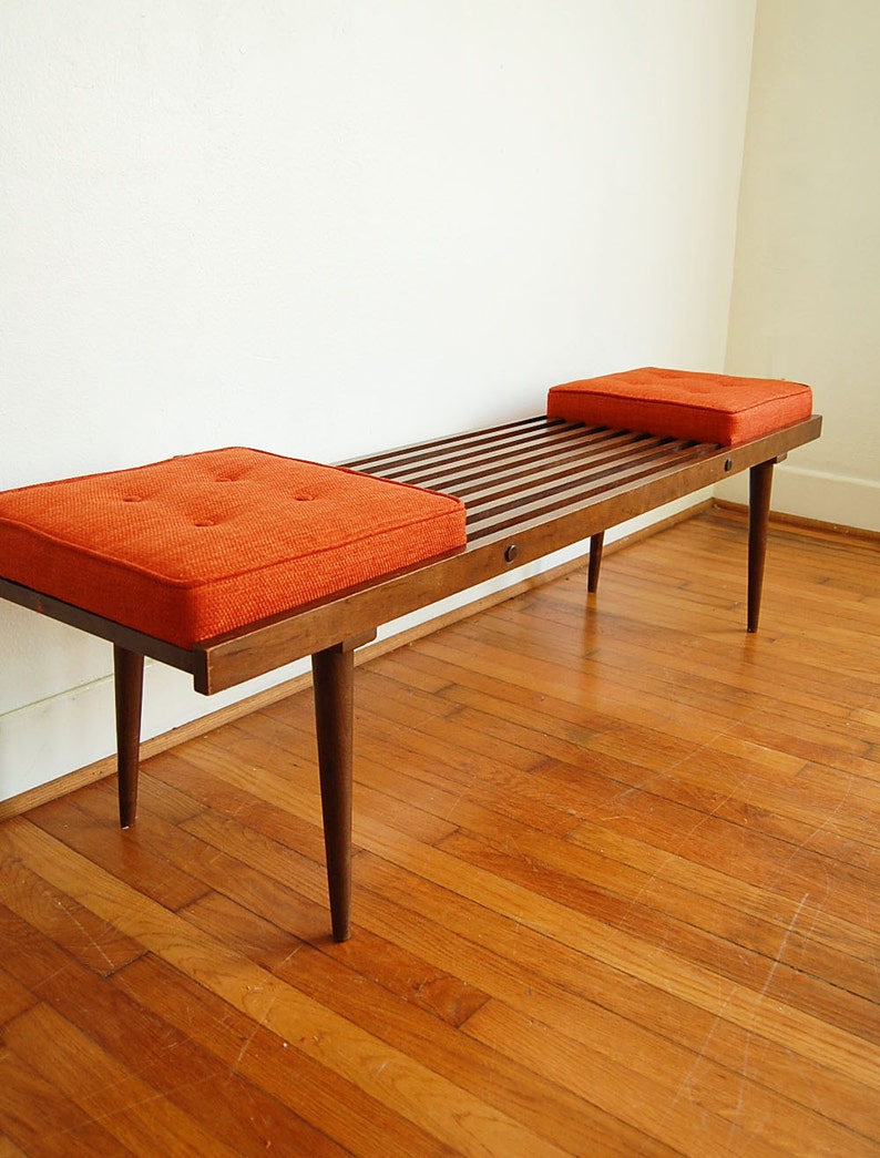 Nelson Inspired Mid Century Modern Slatted Bench with Etsy