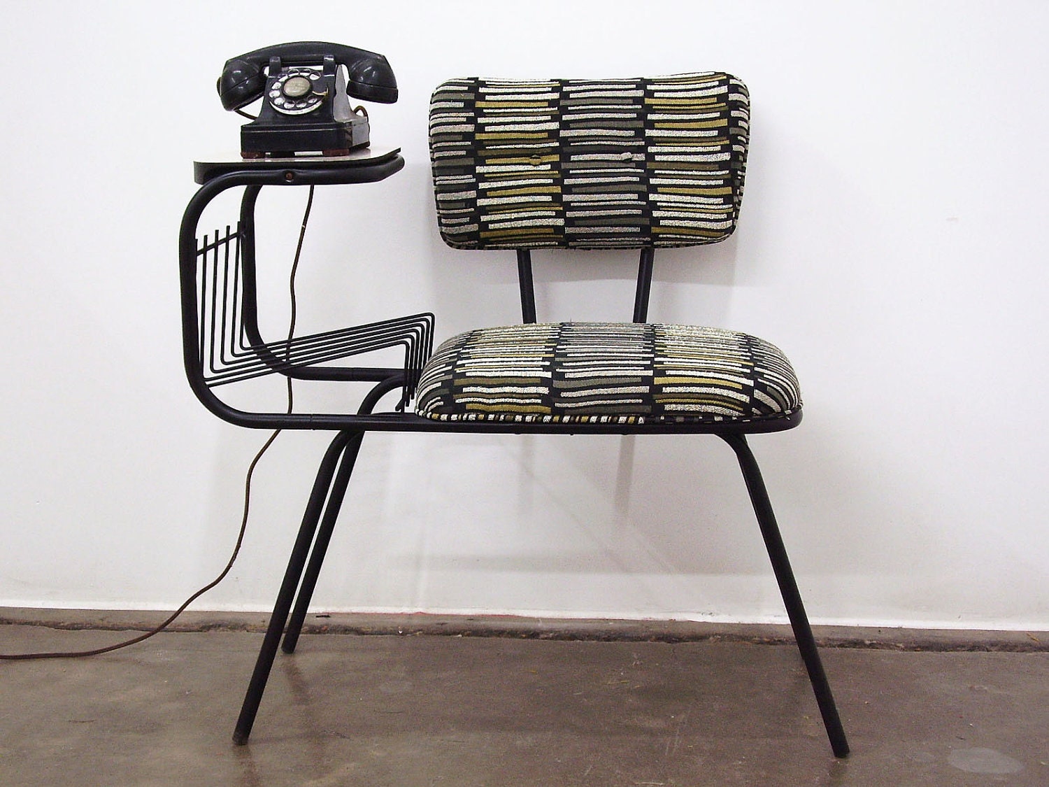 Vintage Mid Century Wrought Iron Gossip Telephone Chair Etsy