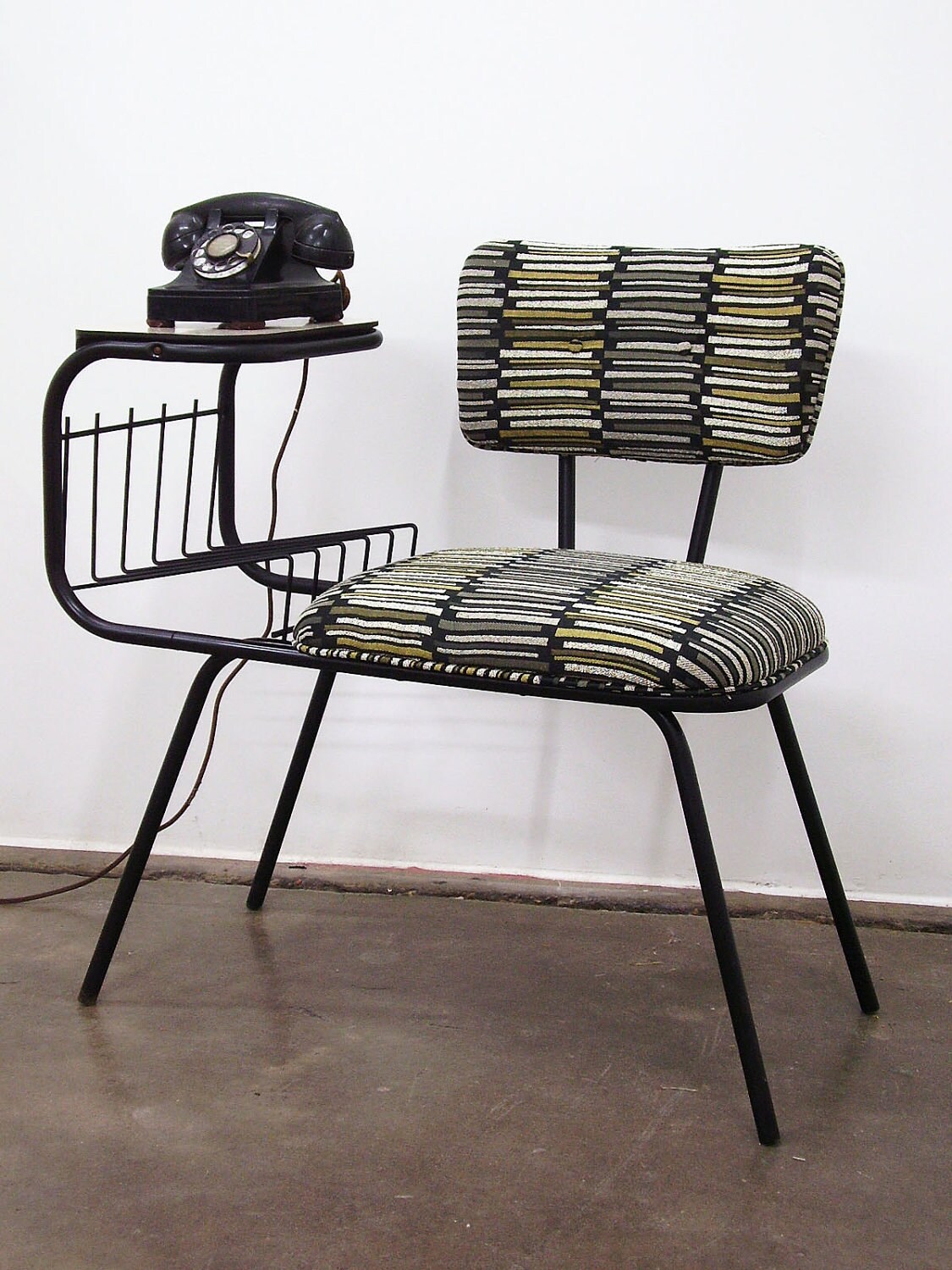 Vintage Mid Century Wrought Iron Gossip Telephone Chair Etsy