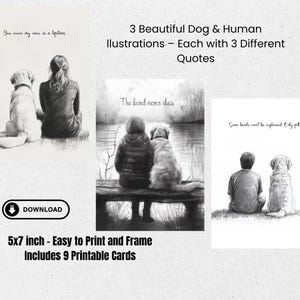 Dog Memorial Print, Set of 9 Cards (5x7"), Golden Retriever Sympathy Gift, Pet Loss Digital Download, dog sympathy card,