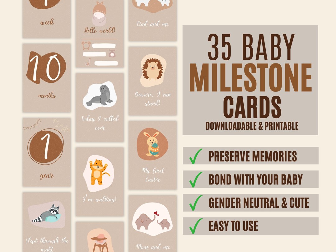 35 Printable Baby Milestone Cards and Monthly Cards Digital Download ...
