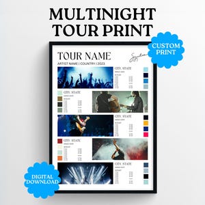 Multiple Night Concert Tour Poster | Keepsake Memory Gift Print | Custom Personalised Music Poster