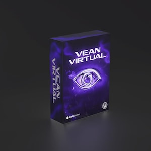May include: A purple box with the words "VEAN VIRTUAL" in white, along with a stylized eye graphic. The box has a dark background and a Shopify partner logo.