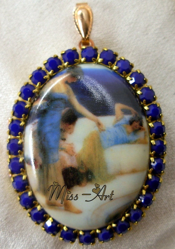 Art Deco Nouveau Ladies Spa Porcelain Cameo Locket Pendant Rare