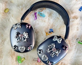 Electroplated Bow Airpods Max Cover: Pink Gemstone Niche Accessory