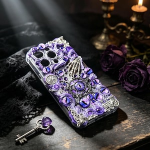Funda para teléfono estilo gótico con diseño de ojo turco, funda 3D hecha a mano con pegamento color crema, funda personalizada oscura y ocultista para iPhone, Vivo y Oppo.