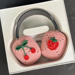 Crochet Sony Accessory Handmade Crochet decor Fruit Pattern Airpods Max Case Special Accessory Valentine&#39;s Day Gift for her