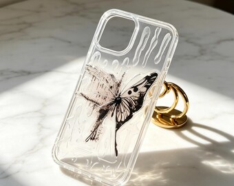 Handgemachte Glitzer Schmetterling Handyhülle: Gothic Horror iPhone/Samsung Schutzfolie