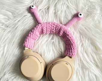 Housse casque crochet escargot : accessoire Kawaii Airpods Max/Sony