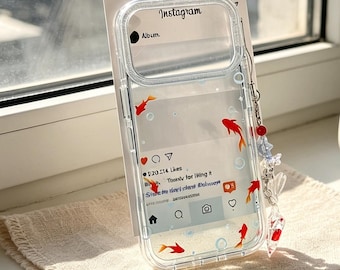 Koifisk genomskinligt gradientskal för mobilen, estetiskt skyddande skal med lycklig guldfisk, söt bubblor och stjärndesign, mjukt silikonskal heltäckande