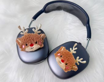 Knitted Christmas Deer Headphone Decor – 3M Adhesive Accessory