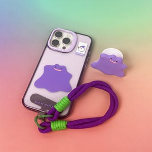 Funda para teléfono de Monstruito con ventosa a juego, decoración kawaii, funda rara para iPhone, funda impresa a mano