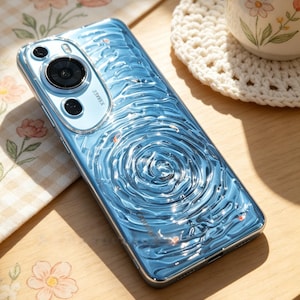 Funda para teléfono con efecto de ondas 3D en el agua, accesorio estético con diseño de mini pez iridiscente, 2 estilos disponibles (carpa koi/ballena).