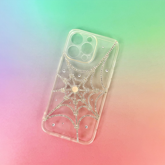 Rhinestone Spiderweb Phone Case: Gothic iPhone Accessory