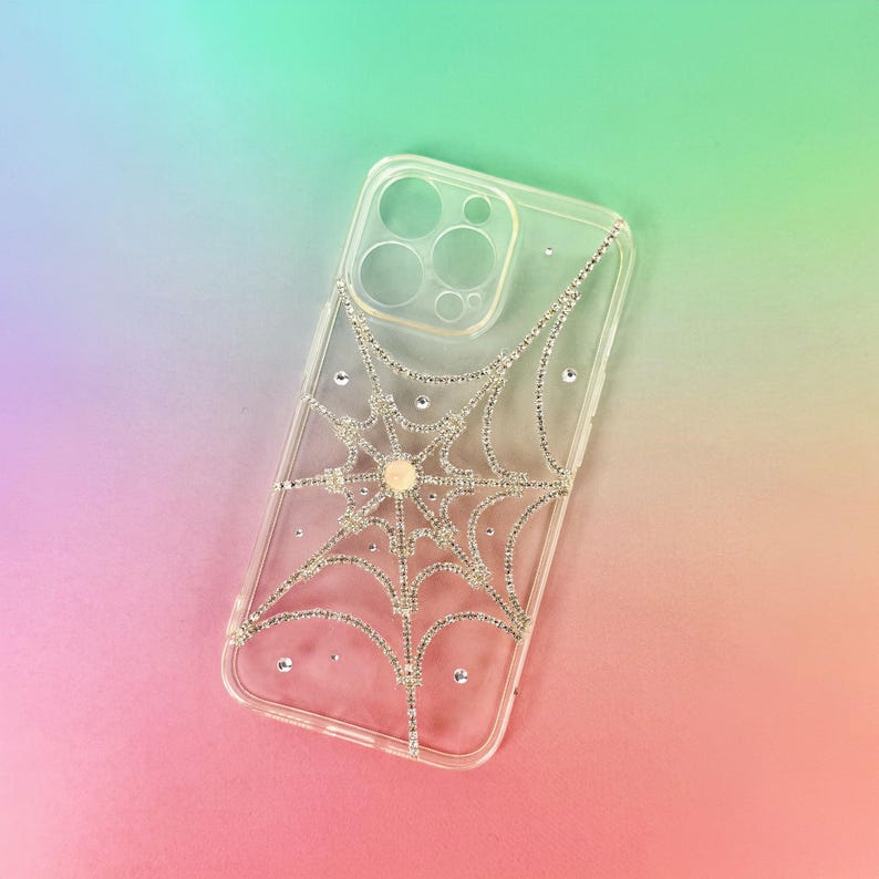 Rhinestone Spiderweb Phone Case: Gothic iPhone Accessory image 1
