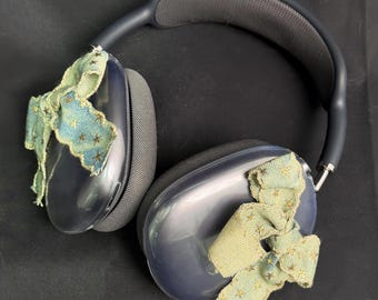 Handmade Denim Bowknot Headphone Decoration: Kawaii Airpods Max Accessory