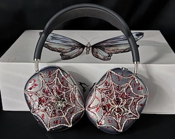Gothic Spider Web AirPods Max Covers: Handmade Horror Accessory