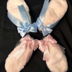 Handmade Fur Bunny Ears Headphone Cover with Bow: AirPods Max Accessory image 10