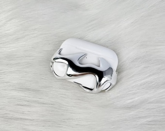 3D Printed AirPods Pro Case: Silver Cyberpunk Style Resin Decoration