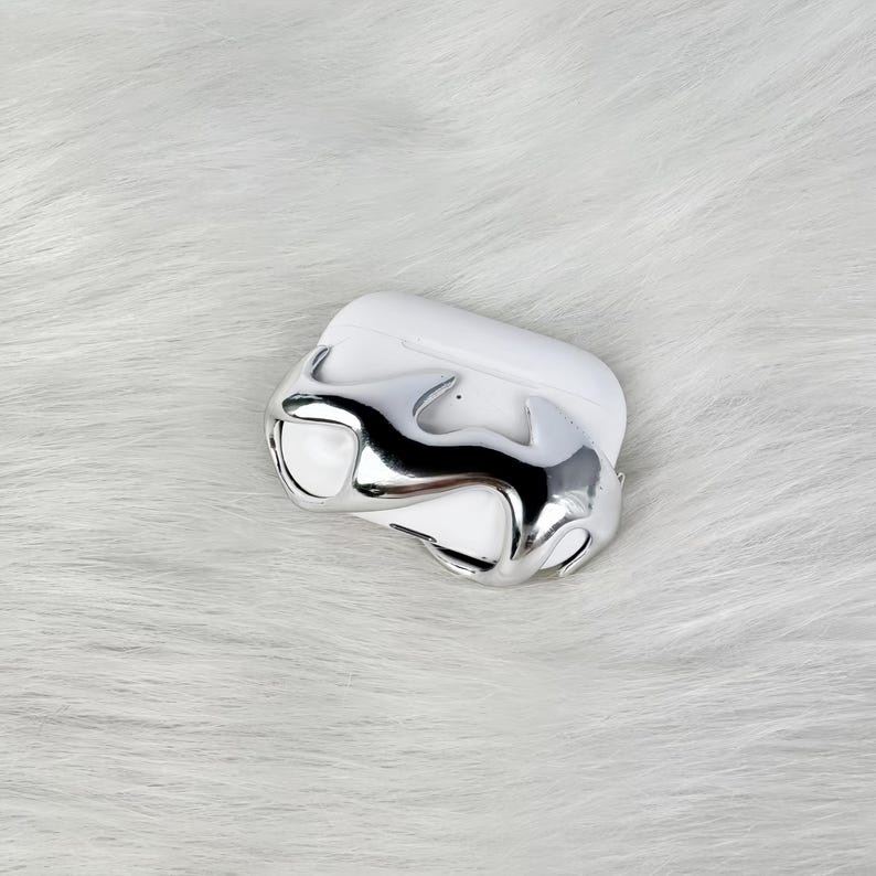 3D Printed Airpods Pro Case: Silver Cyberpunk Style Resin Decoration ...