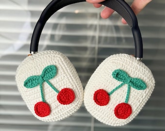Sweet Fruit Crochet AirPods Max Covers,Handmade Cherry & Strawberry Design,Cute Headphone Protection,Christmas gifts for her.
