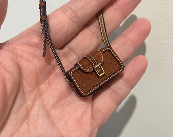 Handmade Leather Doll Bag, Miniature Purse, 1:6 Scale