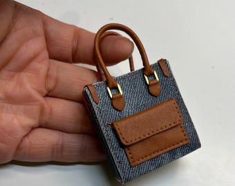 Handmade Leather Doll Bag, Miniature Purse 1:6 Scale