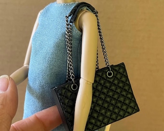 Bolsa de couro em miniatura para bonecas: bolsa feita à mão para Blythe, Barbie, BJD