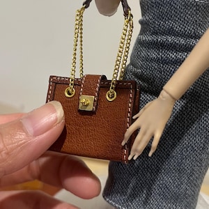 Puppentasche für Blythe, Pullip, Momoko, Barbie, QBaby, BJD - Miniatur-Handtasche für Puppen - 1:6 handgefertigtes Accessoire