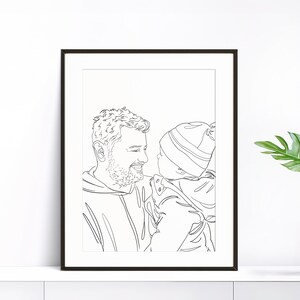 Disegno di famiglia, regalo personalizzato per lo zio, ritratto di famiglia personalizzato, disegno da foto, regalo per lui, arte murale minimalista, regalo commemorativo