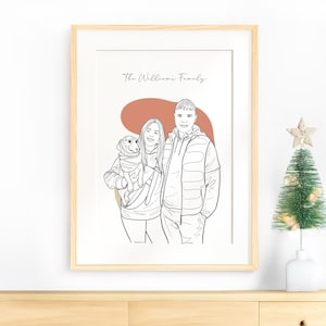 Ritratto personalizzato, illustrazione personalizzata, aggiungi la persona cara alla foto, ritratto di famiglia, disegno a tratteggio da foto, regalo di Natale per la mamma