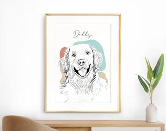 Custom Pet Portrait, Line Drawing from Photo, Pet Loss Gift, Personalized Gift, Minimal Dog Drawing, Pet Lovers Gift, Dog Owner Gift