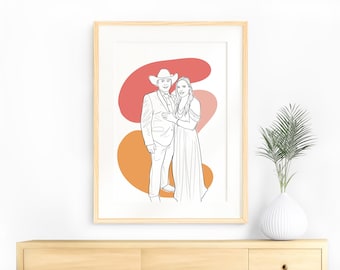 Personalized Couple Portrait, Custom One Line Art (Digital File)