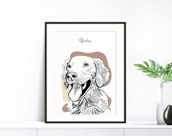 Custom Pet Line Drawing, Personalized Dog Portrait (Digital Artwork)