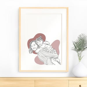 Disegno di famiglia da foto, regalo unico per fratelli, regalo personalizzato per sorelle, disegno lineare, ritratto di famiglia personalizzato, illustrazione di famiglia