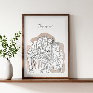 Disegno di famiglia personalizzato, regalo commemorativo personalizzato, combina foto, aggiungi il nome del defunto alla foto, regalo per i nonni, ritratto da foto