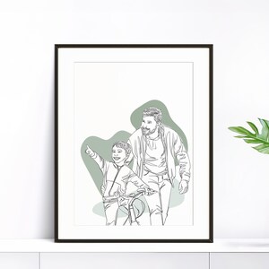 Perdita del padre, regalo commemorativo personalizzato, regalo personalizzato per la famiglia, aggiungi il defunto al ritratto, combina foto, illustrazione di famiglia