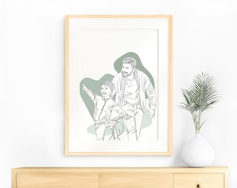 Custom Family Line Art Portrait, Personalized Drawing (Digital)