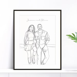One Line Art, Custom Couple Portrait, Sketch From Photo, Unique Husband Gift, Wedding Portrait, Personalized Gift, Couple Line Drawing