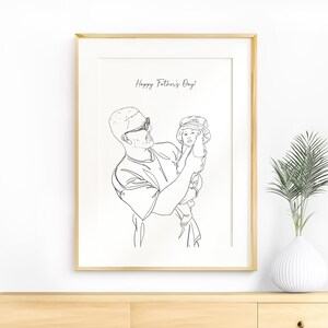 Personalized Line Art, Father’s Day Gift, Family Portrait, Personalized Gift For Dad, Custom Drawing From Photo, Family Line Drawing