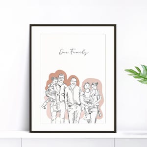 Disegno personalizzato, ritratto di famiglia, disegno da foto, regalo personalizzato per la famiglia, regalo per la mamma, schizzo da foto, arte murale