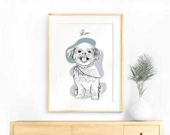 Pet Loss Gift, Personalized Pet Drawing, Cat Memorial Gift, Pet Portrait from Photo, Personalized Gift for Pet Owner, Dog Illustration
