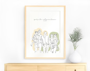 Custom Family Line Art Portrait: Personalized Memorial Gift (Digital Print)