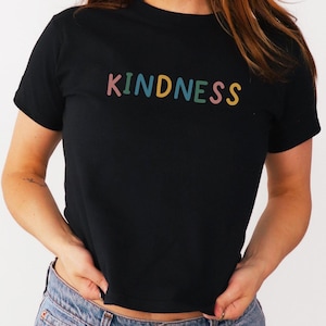 Kindness Baby Tee: Y2K Graphic Fitted Cotton T-Shirt