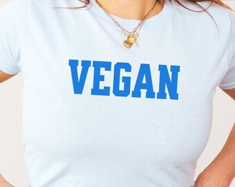 Vegan y2k baby tee, Plant based vegan girl cute shirt, Gift for vegan, Birthday gift for teen, cute 90s baby tee, Monochromatic crop top,Veg