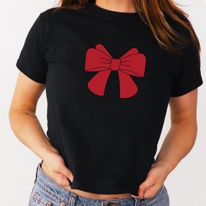 Coquette baby tee,Trendy Coquette T Shirt Cute Bow Tee for Women Gift Girly Aesthetic Clothing Top,Soft girl aesthetic clean girl gift shirt